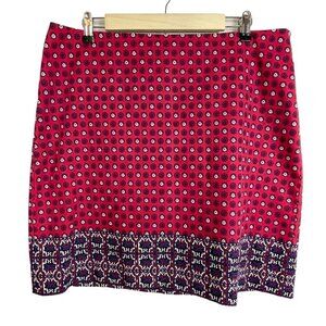 Talbots Career‎ Work A-Line Skirt Size 14 Red Blue Geometric White Lined
